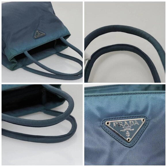 PRADA Hand Bag Nylon Blue Silver Auth 107216 - Picture 16 of 16